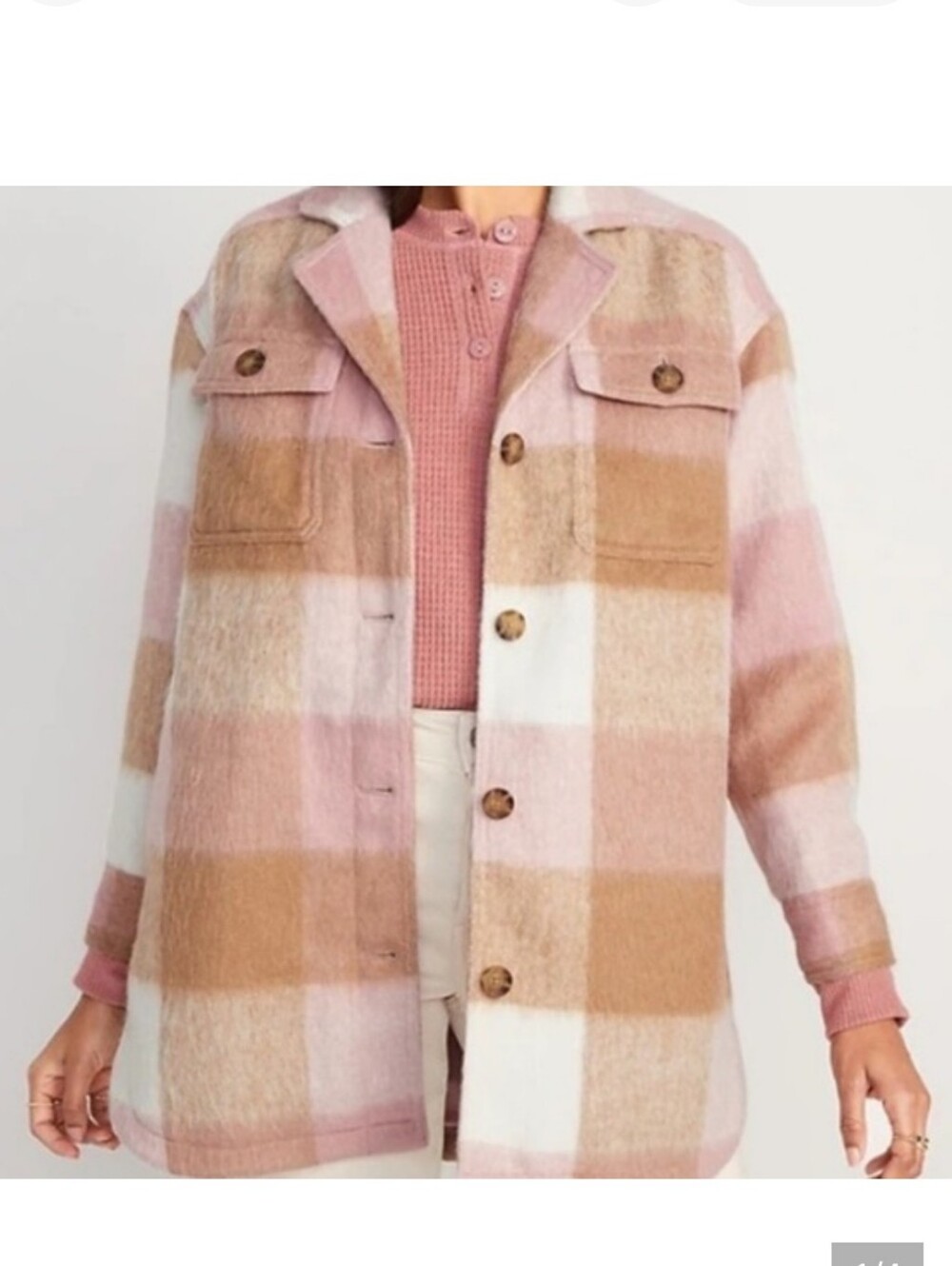 Old Navy Pink Plaid Flannel Shacket